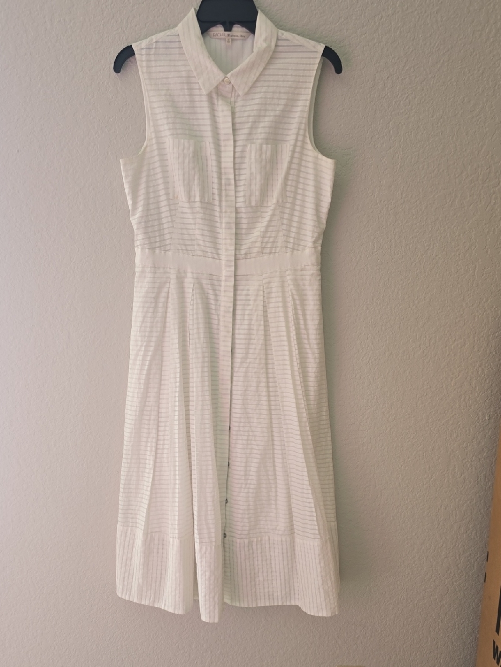 RACHEL Rachel Roy White Sleeveless Button-Front Midi Dress, Sz 10